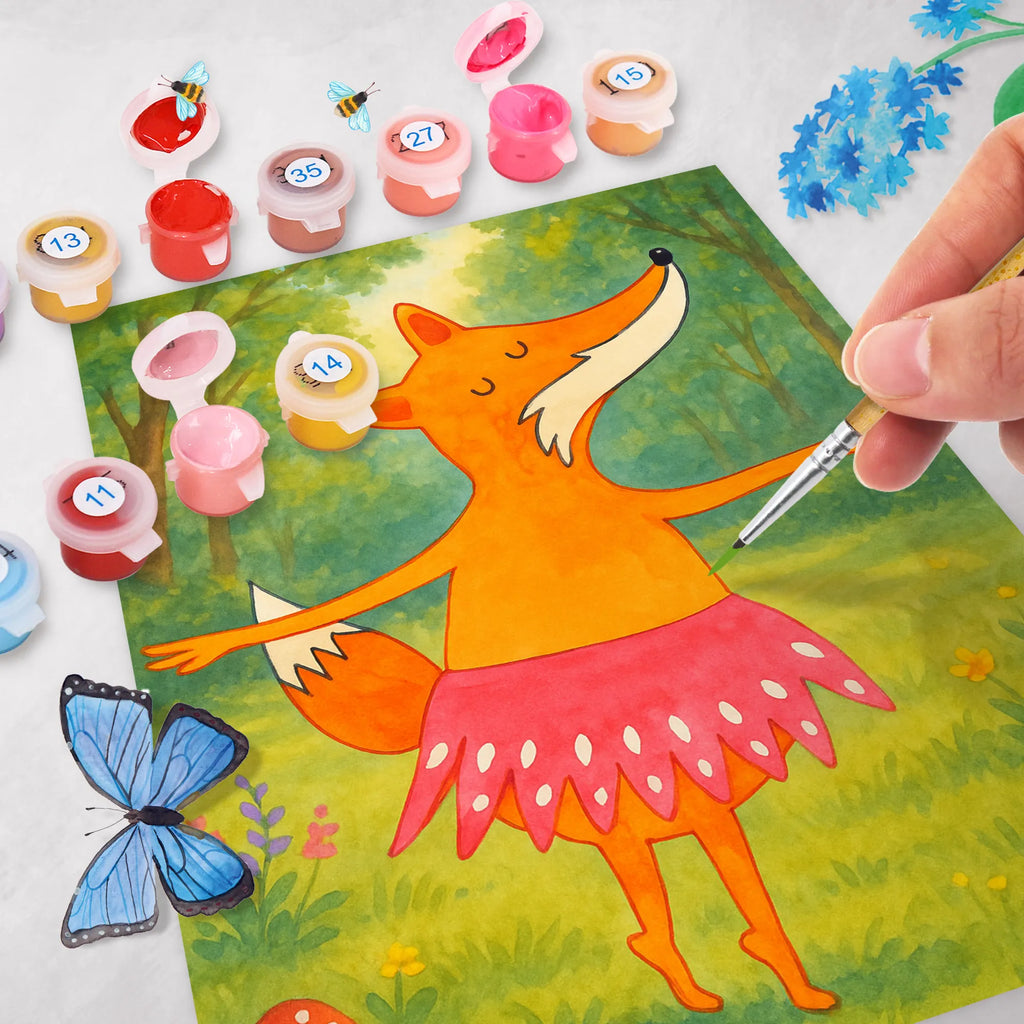 Paint by Numbers Fox ballerina Design Künstler, Baseln, DIY, Kreativität, Malen, Kunstwerk, Ausmalbild, Malen nach Zahlen, Bastelidee, Fuchs, Ballett, Ballerina, Tanzen, Einladung, Füchse, Füchsin, Tänzerin, Fuchs Spruch, Party, Geburtstag