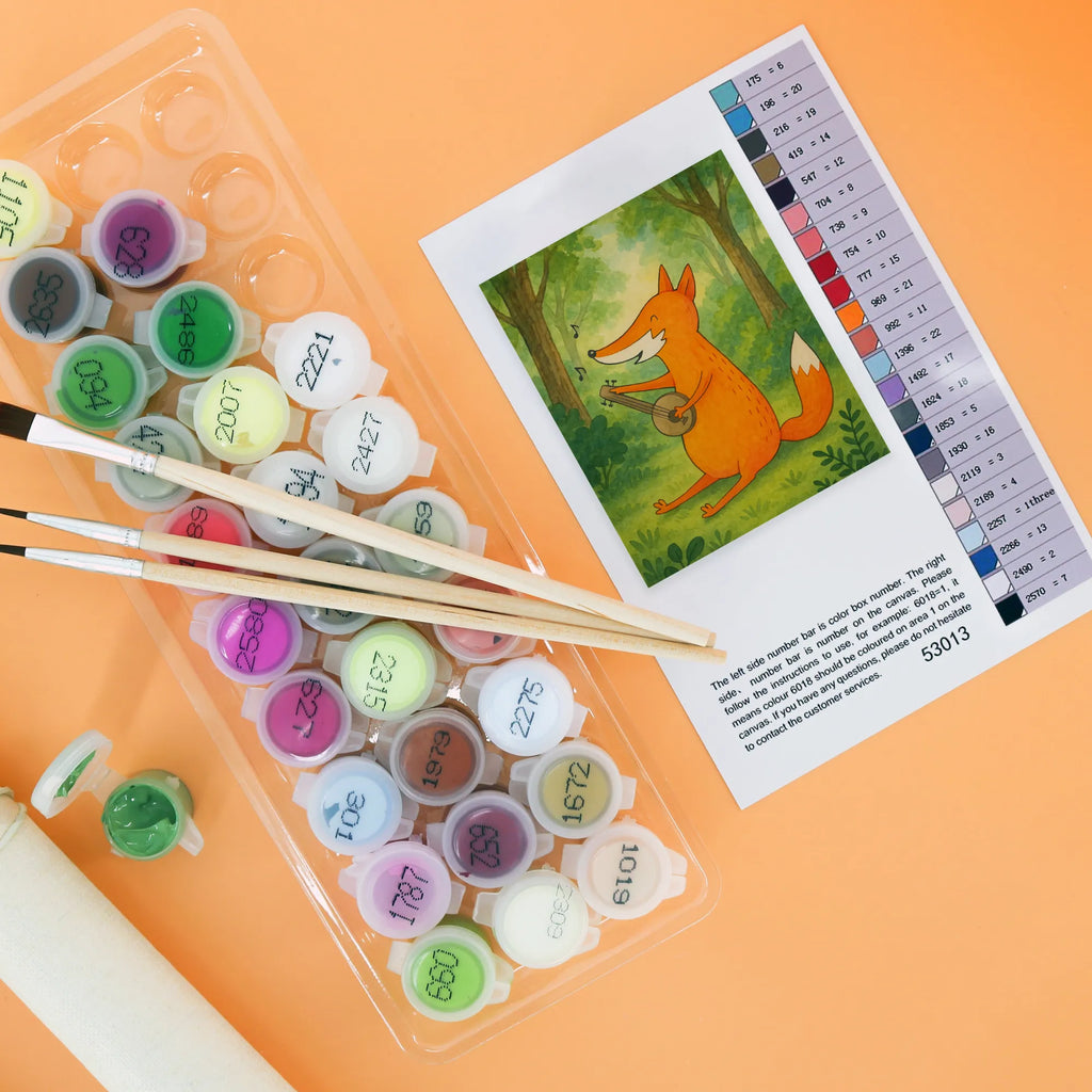 Malowanie według numerów Lis gitara Design Kreativität, Malen, Baseln, Ausmalbild, Künstler, Bastelidee, DIY, Kunstwerk, Malen nach Zahlen, Fuchs, Geschenk Musiker, Musikerin, Gitarre, Sängerin, Musik Spruch, Sänger, Füchse