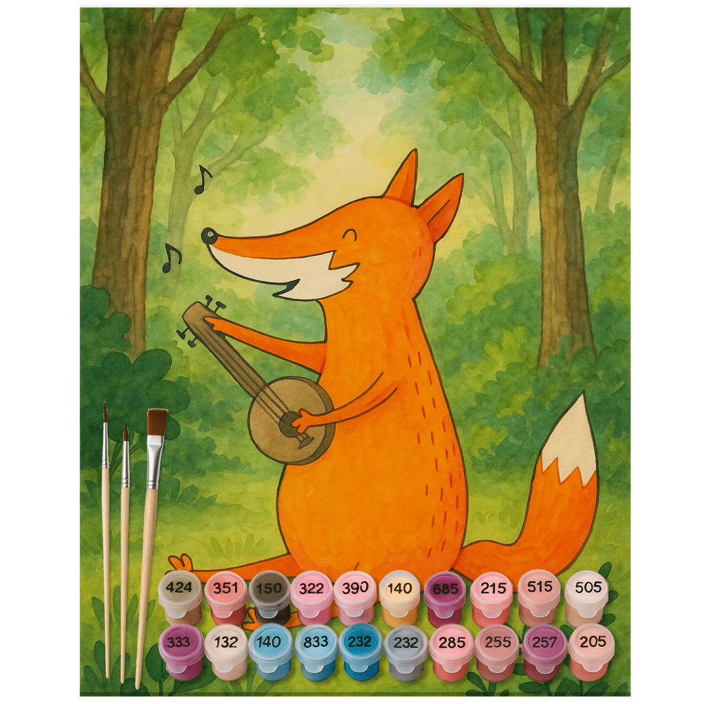 Malowanie według numerów Lis gitara Design Kreativität, Malen, Baseln, Ausmalbild, Künstler, Bastelidee, DIY, Kunstwerk, Malen nach Zahlen, Fuchs, Geschenk Musiker, Musikerin, Gitarre, Sängerin, Musik Spruch, Sänger, Füchse