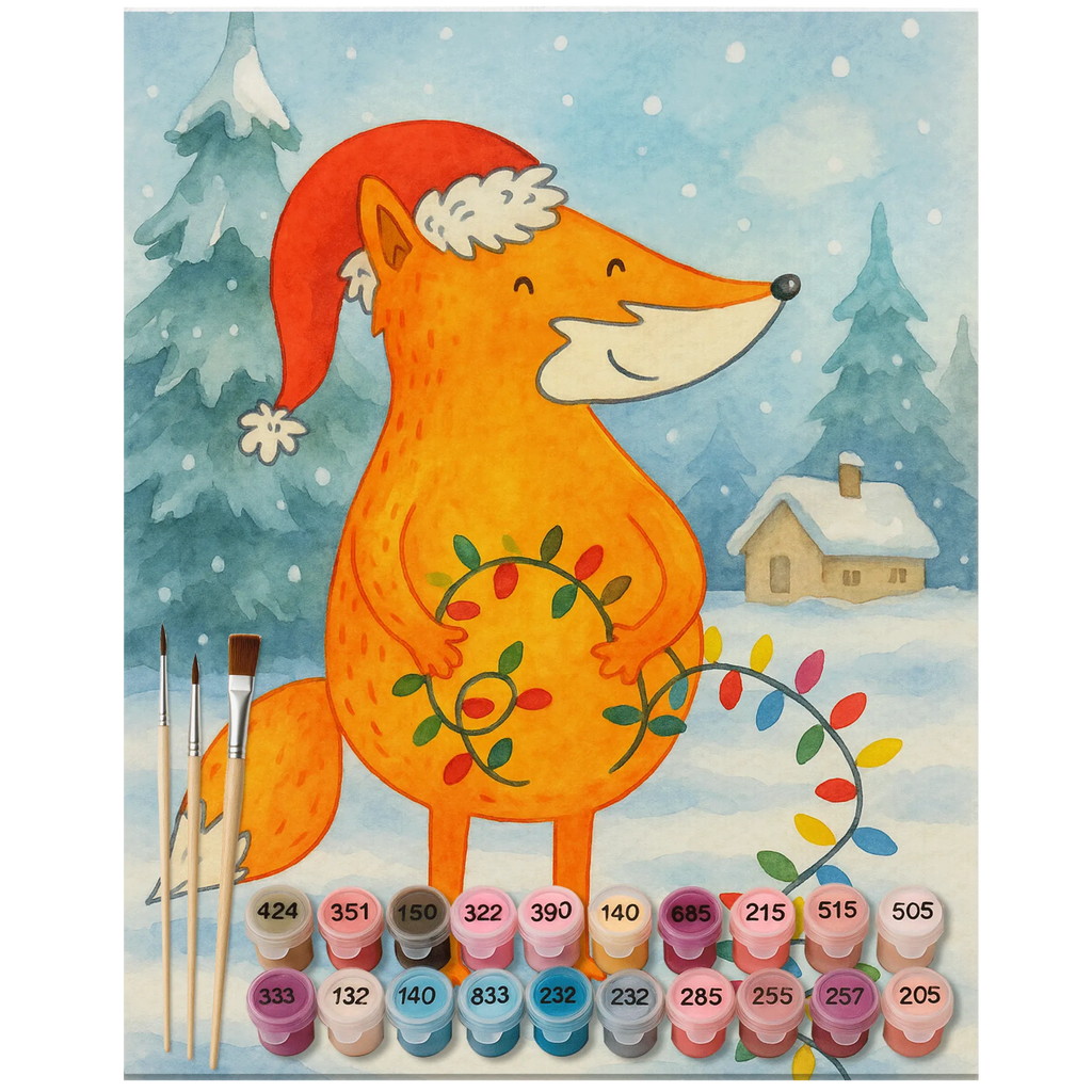 Paint by Numbers Fox Christmas Design Winter, Christmas, Christmas time, snow, Santa Claus, Gift Christmas, Fox, Foxes, Christmas Eve, Saying beautiful