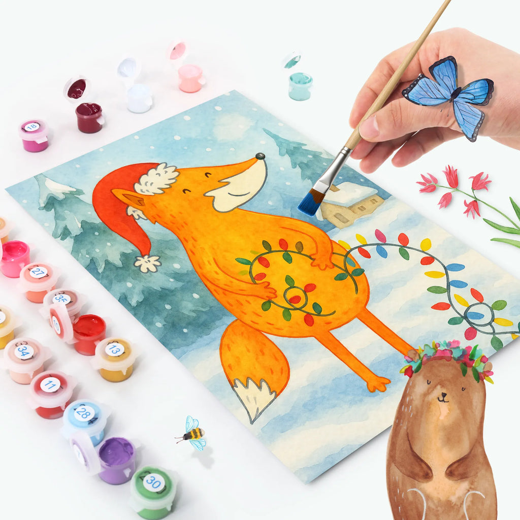 Paint by Numbers Fox Christmas Design Winter, Christmas, Christmas time, snow, Santa Claus, Gift Christmas, Fox, Foxes, Christmas Eve, Saying beautiful