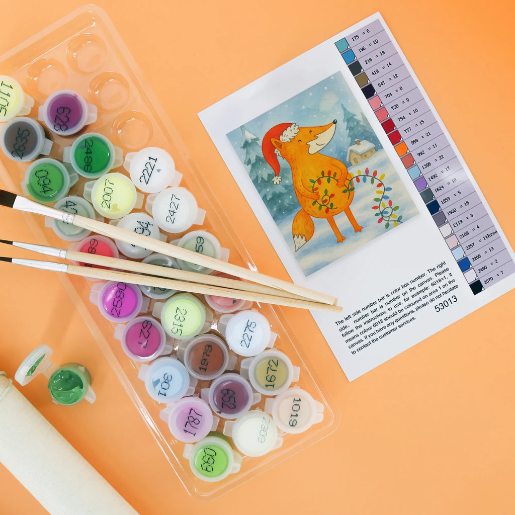 Paint by Numbers Fox Christmas Design Winter, Christmas, Christmas time, snow, Santa Claus, Gift Christmas, Fox, Foxes, Christmas Eve, Saying beautiful