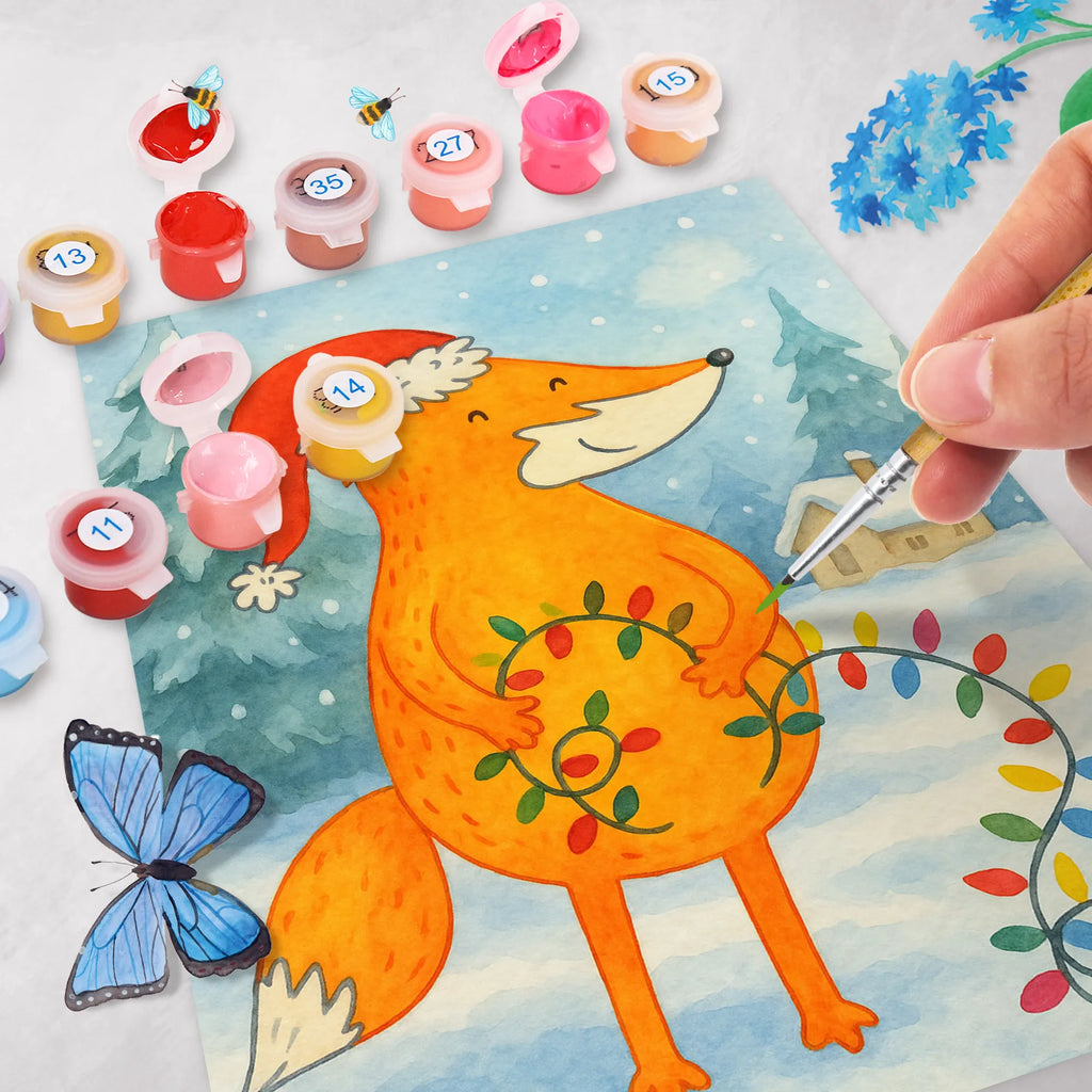 Paint by Numbers Fox Christmas Design Winter, Christmas, Christmas time, snow, Santa Claus, Gift Christmas, Fox, Foxes, Christmas Eve, Saying beautiful