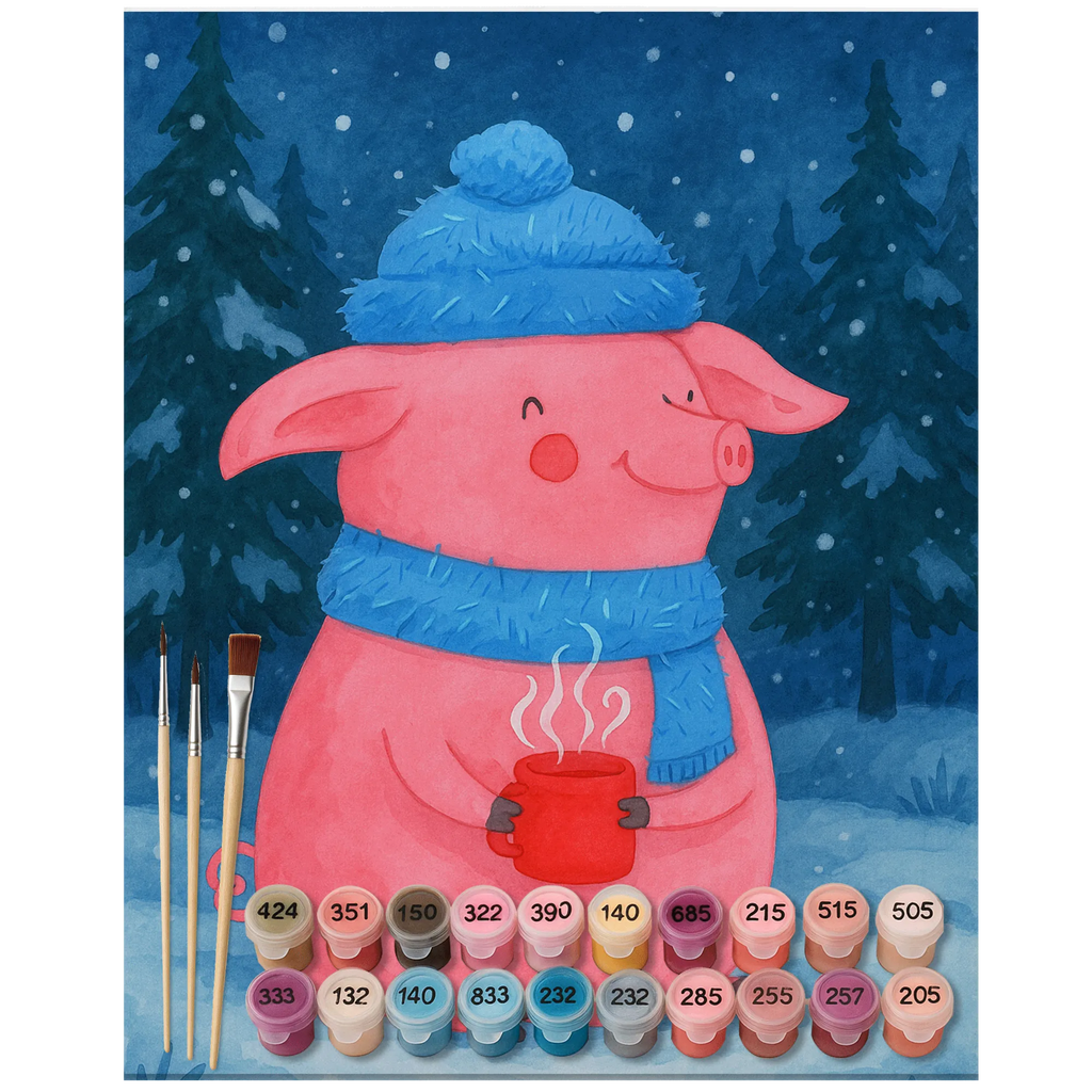 Paint by Numbers piggy Mulled wine Design Kunstwerk, Malen, Baseln, Kreativität, Ausmalbild, Bastelidee, Malen nach Zahlen, DIY, Künstler, Winter, Weihnachten, Weihnachtsdeko, Nikolaus, Advent, Heiligabend, Wintermotiv, Spruch, Glühwein, Weihnachtsmarkt, Betrunken