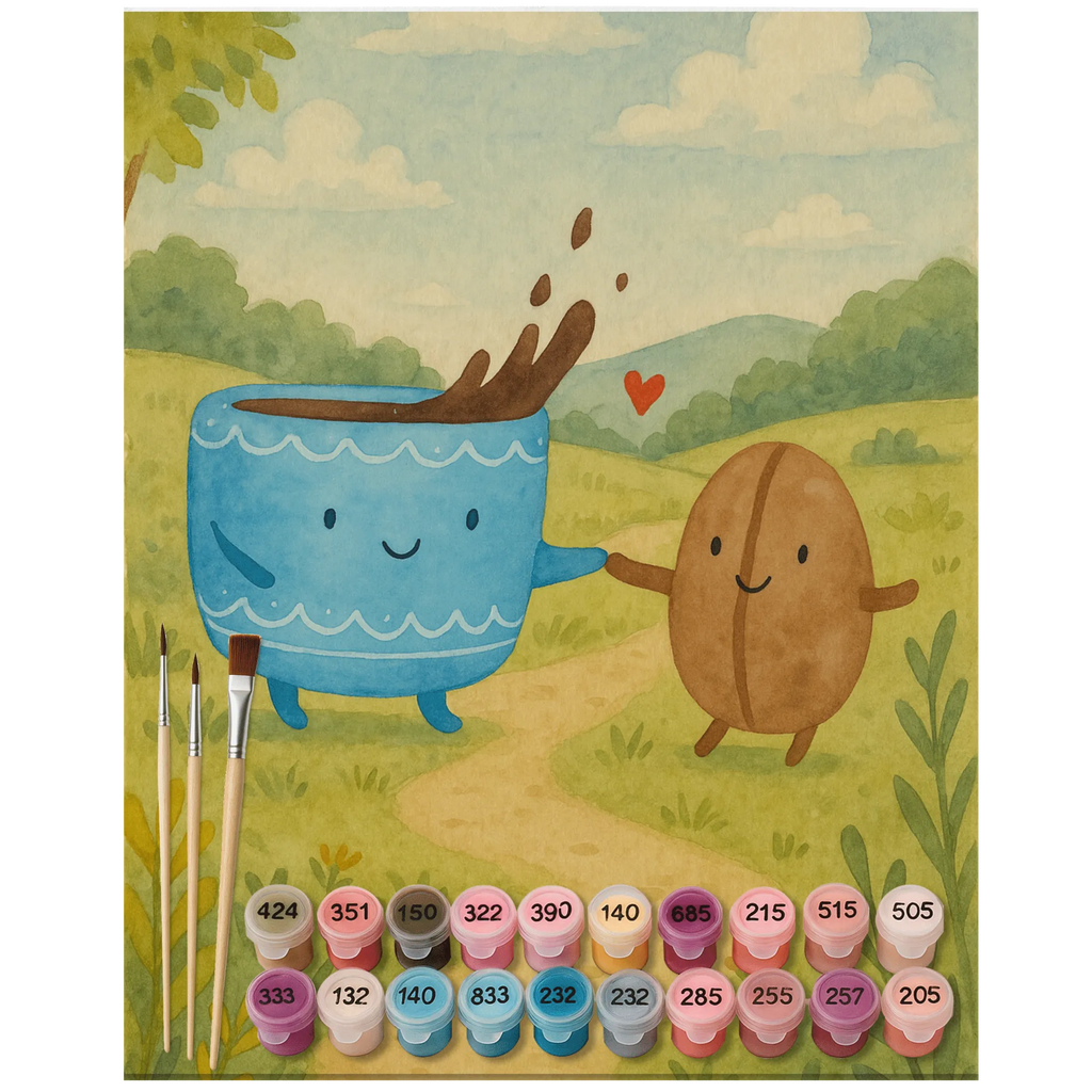 Malowanie według numerów kawa ziarno Design Kunstwerk, Kreativität, Malen nach Zahlen, DIY, Ausmalbild, Künstler, Malen, Baseln, Bastelidee, Tiermotive, Gute Laune, lustige Sprüche, Tiere, Kaffee, Kaffeebohne, Genuss, Zufriedenheit, Glück