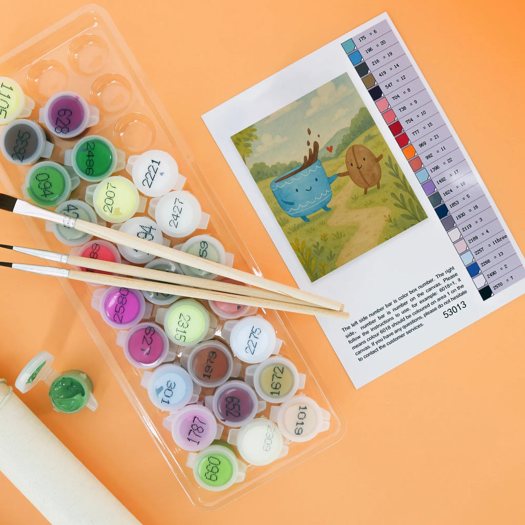 Malowanie według numerów kawa ziarno Design Kunstwerk, Kreativität, Malen nach Zahlen, DIY, Ausmalbild, Künstler, Malen, Baseln, Bastelidee, Tiermotive, Gute Laune, lustige Sprüche, Tiere, Kaffee, Kaffeebohne, Genuss, Zufriedenheit, Glück