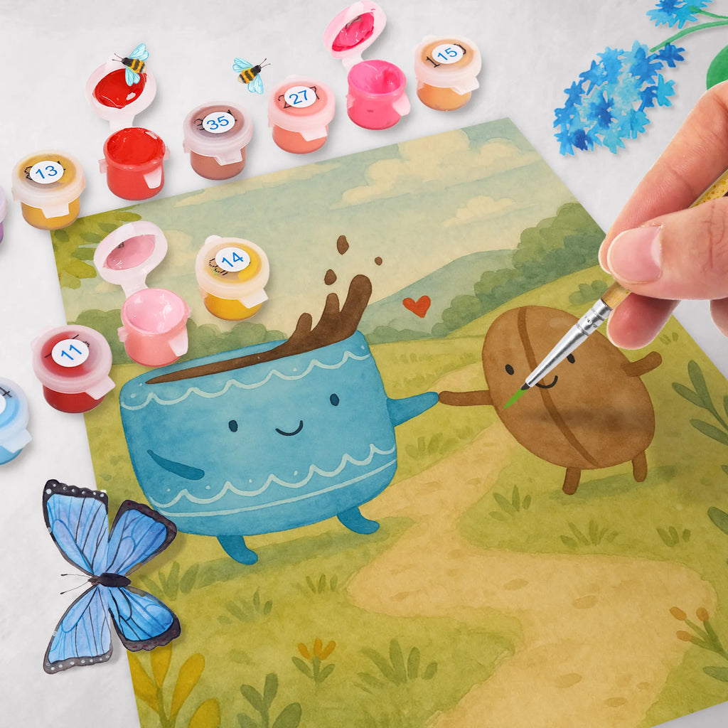 Malowanie według numerów kawa ziarno Design Kunstwerk, Kreativität, Malen nach Zahlen, DIY, Ausmalbild, Künstler, Malen, Baseln, Bastelidee, Tiermotive, Gute Laune, lustige Sprüche, Tiere, Kaffee, Kaffeebohne, Genuss, Zufriedenheit, Glück