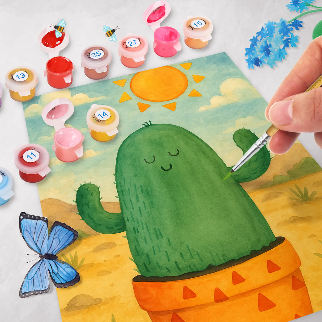 Paint by Numbers cactus Sun Design Malen, DIY, Baseln, Kunstwerk, Ausmalbild, Kreativität, Künstler, Bastelidee, Malen nach Zahlen, Kaktus, Kakteen, Scheidung, Neustart, Trennung, Liebeskummer, Sonnenschein, Ehebruch, Liebe Kaktusliebe, Sonne, Liebeskummer Geschenk, Freundin, Motivation, Glück, glücklich, Geschenkidee