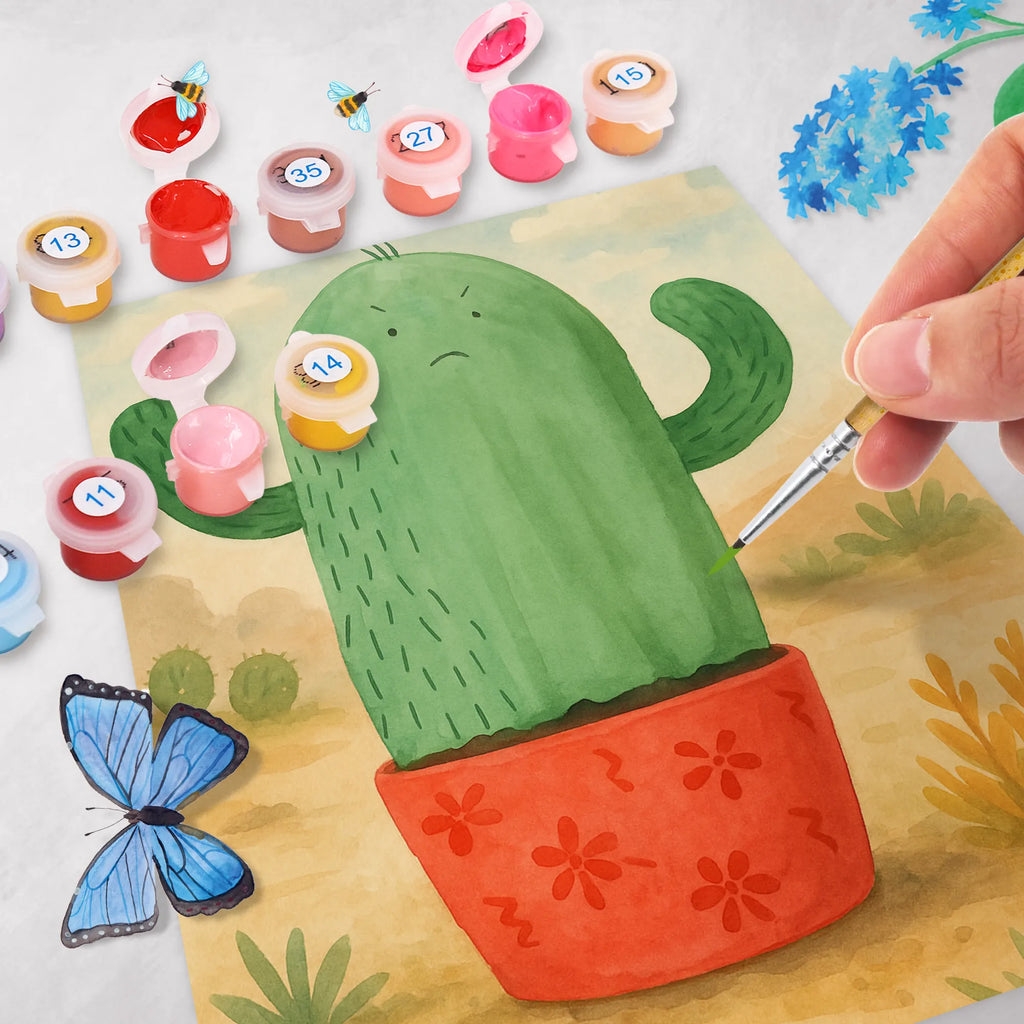 Paint by Numbers cactus Fury Design DIY, Malen nach Zahlen, Malen, Künstler, Baseln, Ausmalbild, Bastelidee, Kreativität, Kunstwerk, Kaktus, Kakteen, Chefin, Kollege, Schule, Büroalltag, Büro, Kollegin, wütend, ärgern