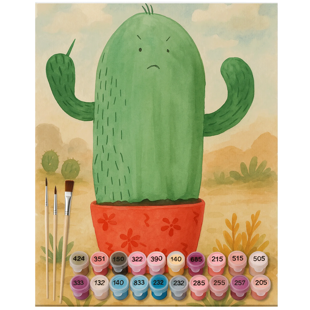Paint by Numbers cactus Fury Design DIY, Malen nach Zahlen, Malen, Künstler, Baseln, Ausmalbild, Bastelidee, Kreativität, Kunstwerk, Kaktus, Kakteen, Chefin, Kollege, Schule, Büroalltag, Büro, Kollegin, wütend, ärgern