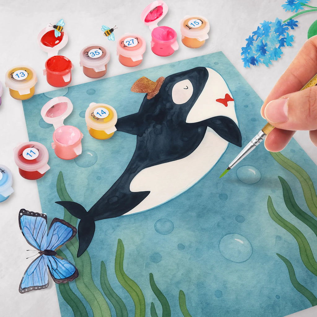 Paint by Numbers orca cylinder Design Kreativität, Baseln, Kunstwerk, Bastelidee, Malen nach Zahlen, DIY, Ausmalbild, Malen, Künstler, Meerestiere, Meer, Urlaub, Konfetti, Orca, Glückwunsch, Glitter, Geburtstag, Narwal, Fest, Fete, Feier, Glitzer