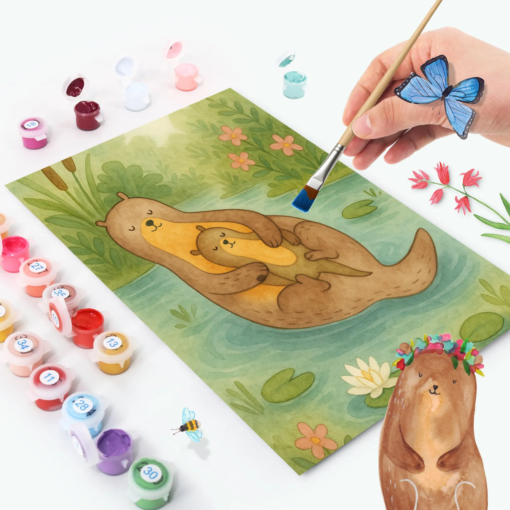 Malowanie według numerów wydra dziecko Design Kreativität, Kunstwerk, Ausmalbild, Malen, DIY, Malen nach Zahlen, Baseln, Bastelidee, Künstler, Otter, Fischotter, Seeotter, Otter Seeotter See Otter