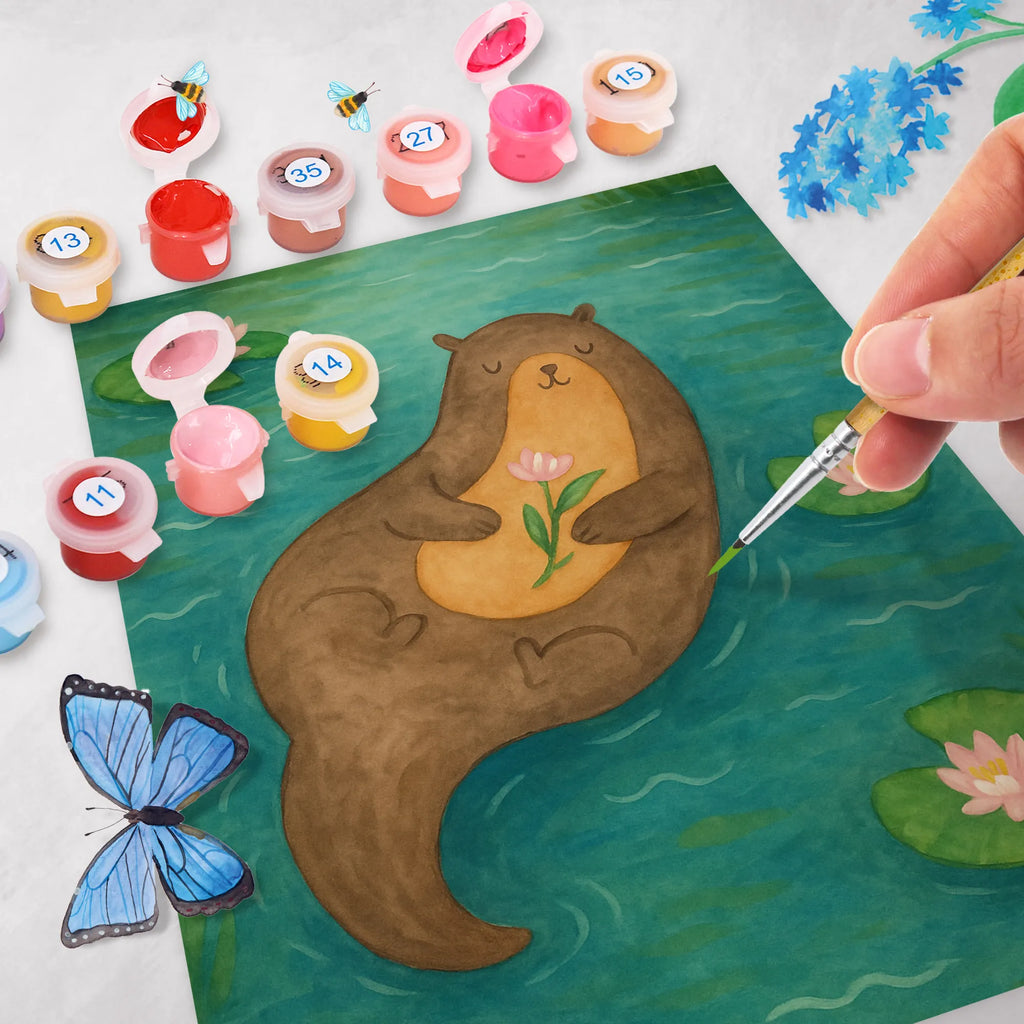 Malowanie według numerów wydra lilia wodna Design Kreativität, Kunstwerk, Bastelidee, DIY, Baseln, Künstler, Ausmalbild, Malen nach Zahlen, Malen, Otter, Fischotter, Seeotter, Otter Seeotter See Otter