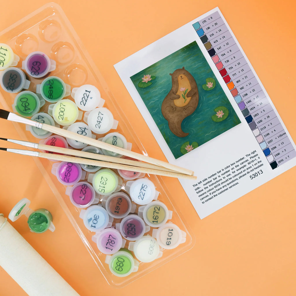 Malowanie według numerów wydra lilia wodna Design Kreativität, Kunstwerk, Bastelidee, DIY, Baseln, Künstler, Ausmalbild, Malen nach Zahlen, Malen, Otter, Fischotter, Seeotter, Otter Seeotter See Otter