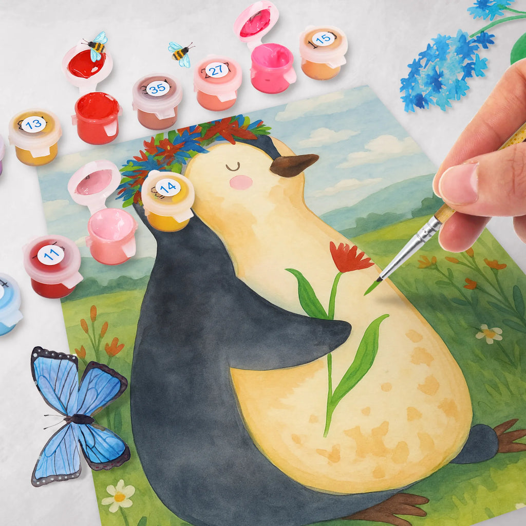 Malowanie według numerów pingwin kwiaty Design Pinguin