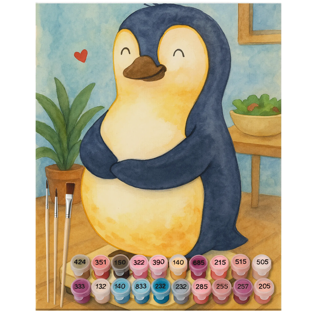 Malowanie według numerów Pingwin dieta Design Ausmalbild, Künstler, Malen, Kreativität, Kunstwerk, Bastelidee, Malen nach Zahlen, DIY, Baseln, Pinguin, Selbstliebe, Abspecken, Diät, Gewicht, Abnehmen, Pinguine, Selbstrespekt, Motivation, Körperliebe