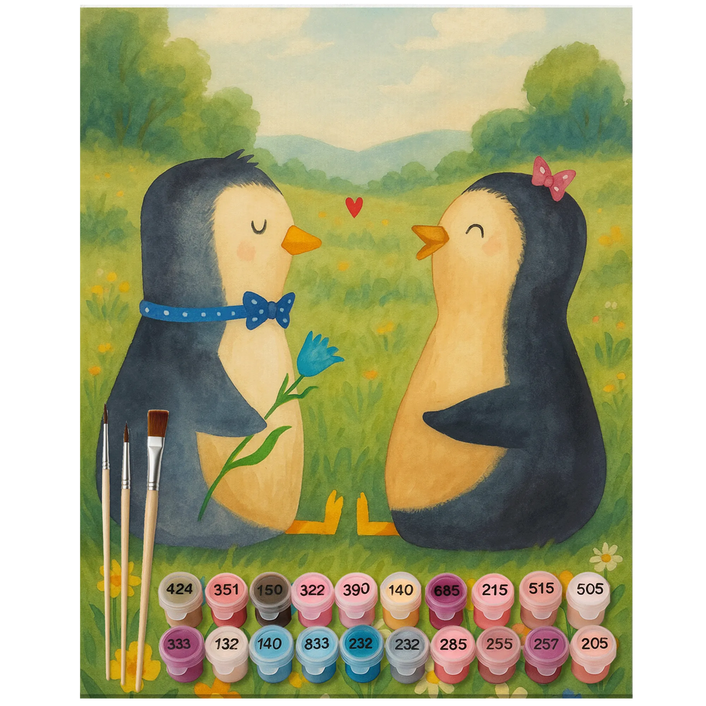 Malowanie według numerów Pingwin para Design Baseln, Malen, Kreativität, Kunstwerk, Künstler, Ausmalbild, Bastelidee, DIY, Malen nach Zahlen, Pinguin, große Liebe, Liebesbeweis, Liebe, Hochzeitsgeschenk, Hochzeit, Hochzeitstag, Liebesgeschenk, Liebespaar, Verlobung, Pinguine, Traumpaar, Jahrestag