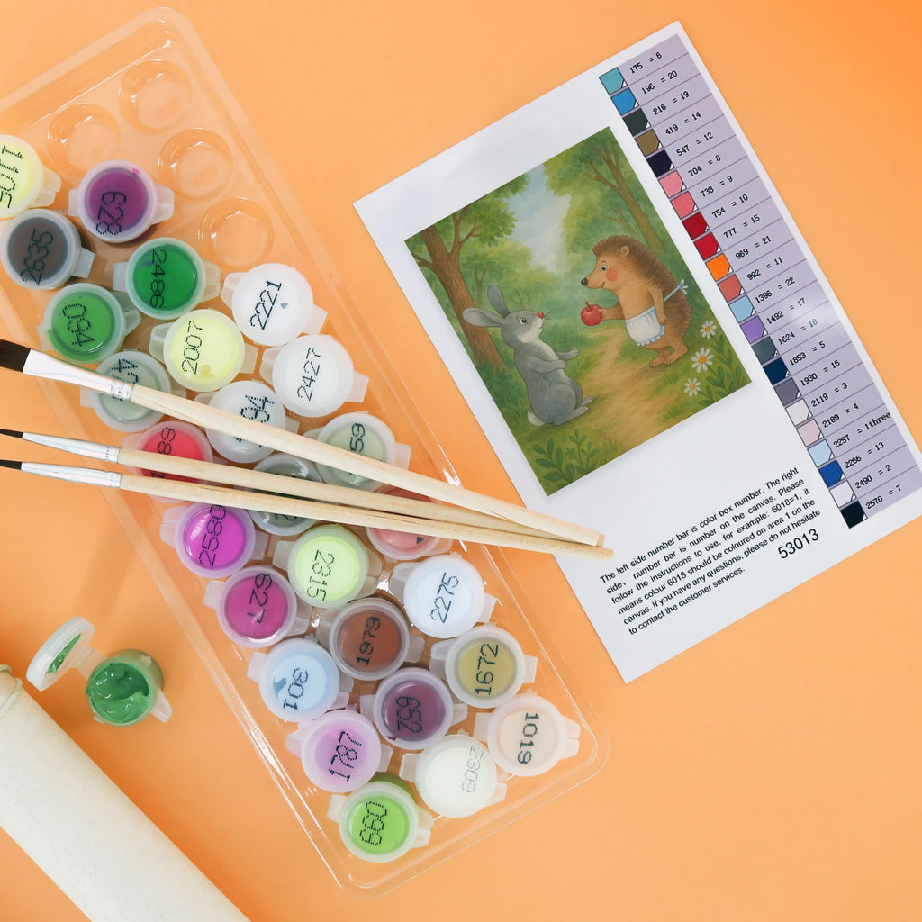 Paint by Numbers Hare Hedgehog Design Malen nach Zahlen, Kreativität, Kunstwerk, DIY, Baseln, Bastelidee, Malen, Ausmalbild, Künstler, Tiermotive, Gute Laune, lustige Sprüche, Tiere, Igel und Hase, Hase, Igel, Herzschmerz, Trennungsschmerz, Spruch romantisch, Liebeskummer Geschenk, Trösten, Liebe Spruch