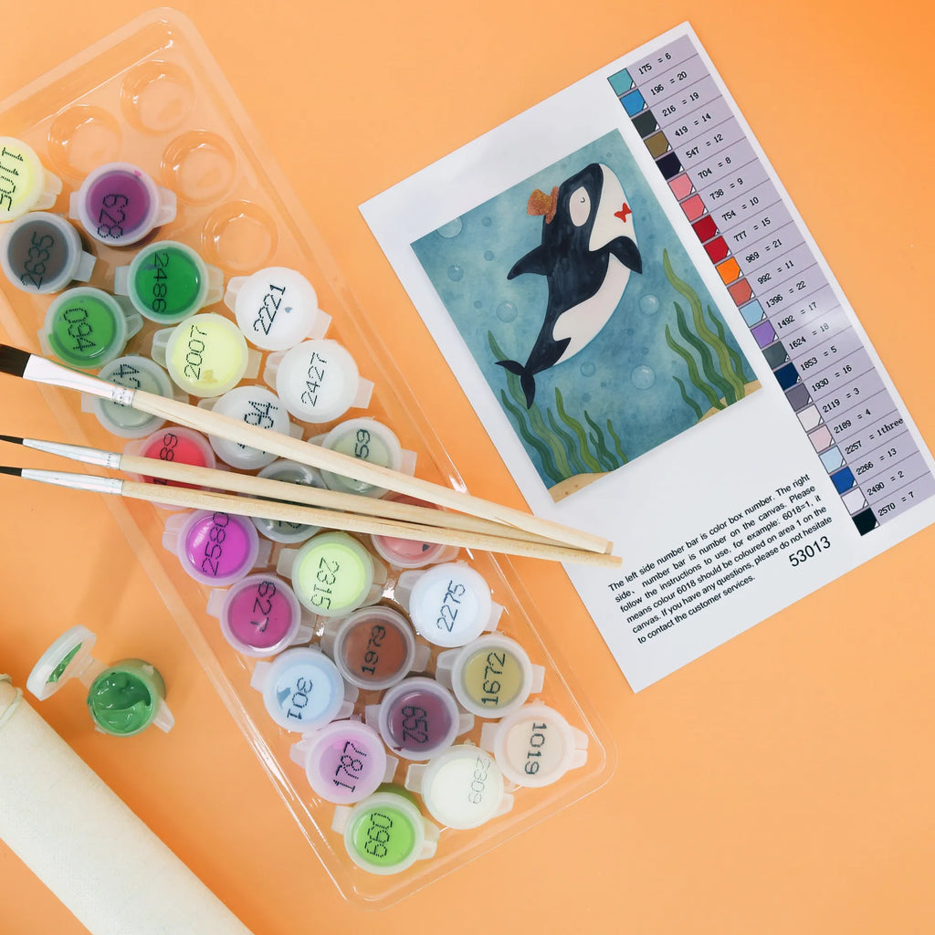 Paint by Numbers orca cylinder Design Kreativität, Baseln, Kunstwerk, Bastelidee, Malen nach Zahlen, DIY, Ausmalbild, Malen, Künstler, Meerestiere, Meer, Urlaub, Konfetti, Orca, Glückwunsch, Glitter, Geburtstag, Narwal, Fest, Fete, Feier, Glitzer