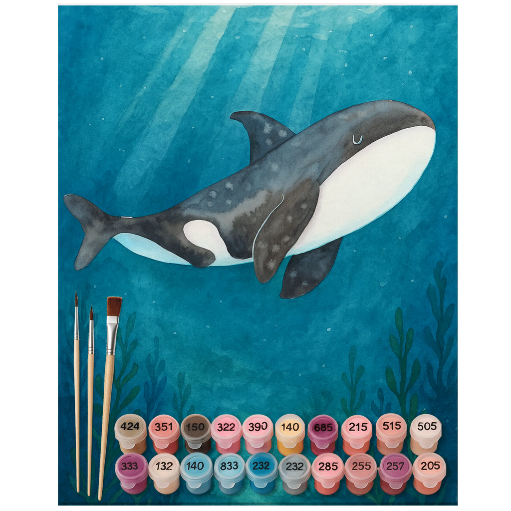 Malen nach Zahlen Orca Design Malen nach Zahlen, Bastelidee, Ausmalbild, Baseln, DIY, Kunstwerk, Malen, Kreativität, Künstler, Meerestiere, Meer, Urlaub, Möglichkeiten, Orca, Büro, Orcas, Startup, Selbstliebe, Wal, Motivation, Neustart, Arbeit, Killerwal