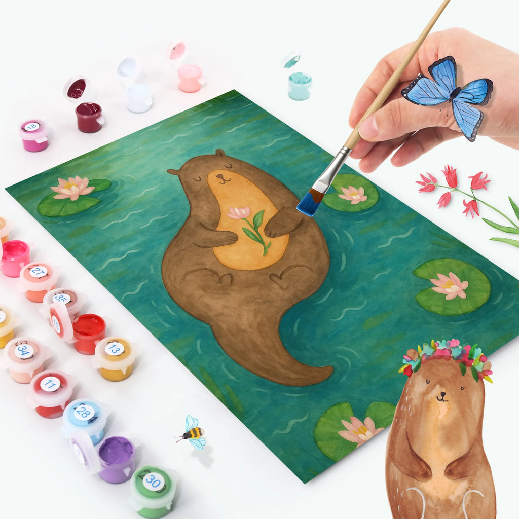 Malowanie według numerów wydra lilia wodna Design Kreativität, Kunstwerk, Bastelidee, DIY, Baseln, Künstler, Ausmalbild, Malen nach Zahlen, Malen, Otter, Fischotter, Seeotter, Otter Seeotter See Otter