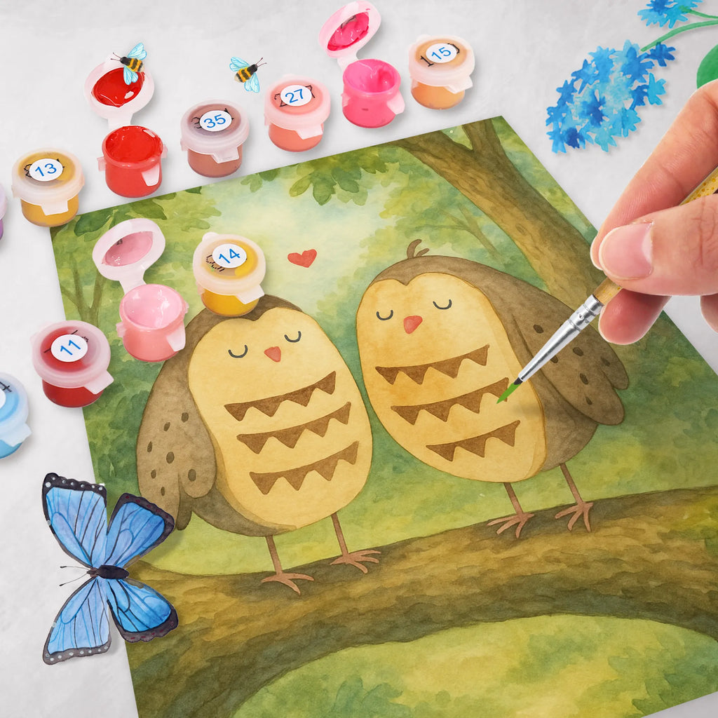 Paint by Numbers owls Love Design Malen, Kunstwerk, Kreativität, Baseln, Künstler, Bastelidee, Malen nach Zahlen, Ausmalbild, DIY, Eule, Wortspiel lustig, Eule Deko, Liebe, Hochzeit Spruch, Freund, Owl, All you need is love, Freundin Geschenk, Liebe Spruch