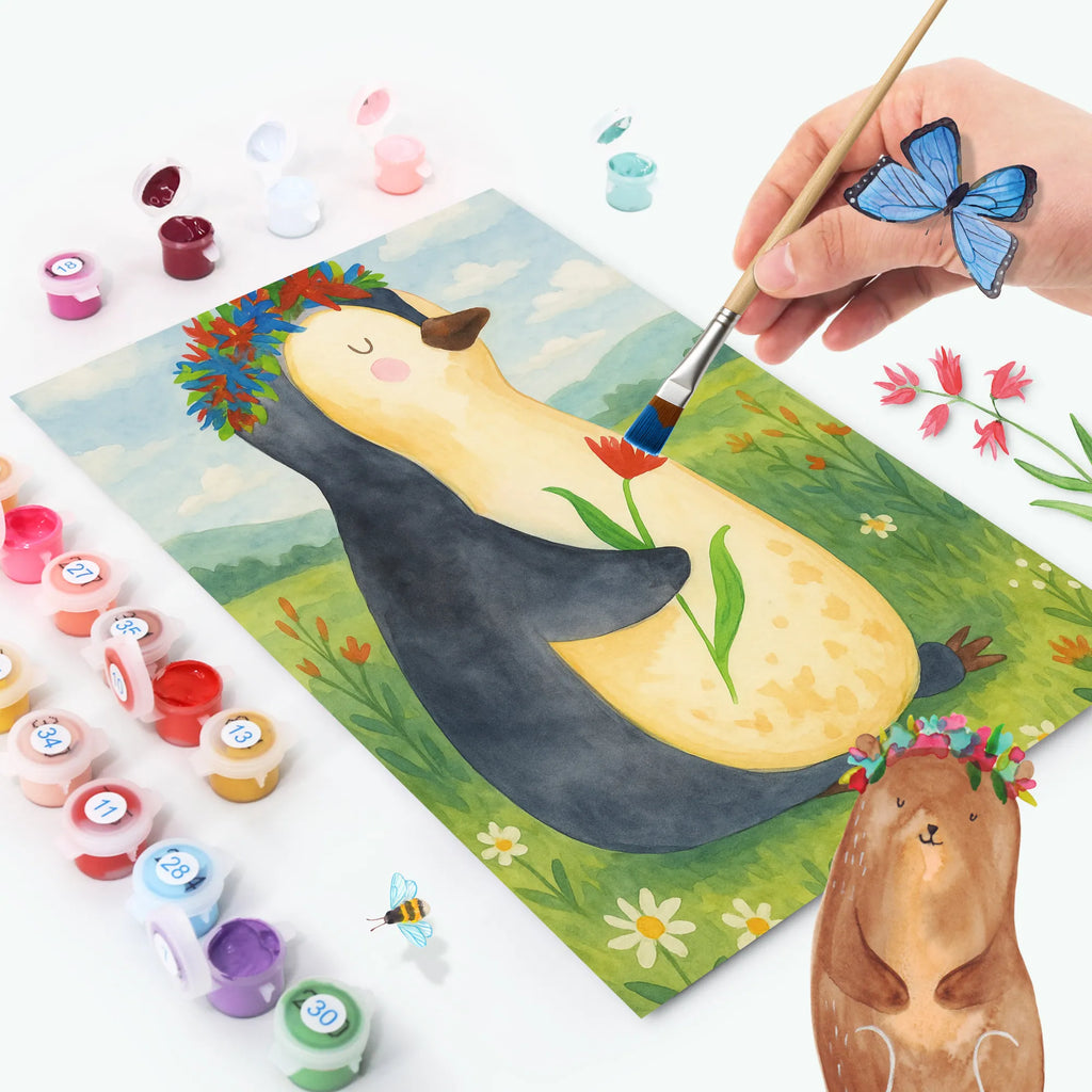 Malowanie według numerów pingwin kwiaty Design Pinguin