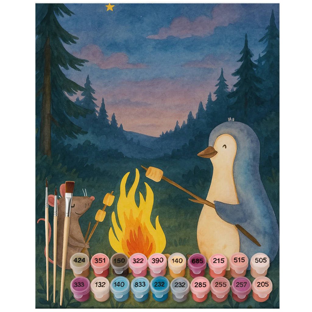 Malen nach Zahlen Pinguin Lagerfeuer Design DIY, Ausmalbild, Malen, Kunstwerk, Malen nach Zahlen, Bastelidee, Künstler, Kreativität, Baseln, Pinguin, Job, Lagerfeuer, Feuer, Marshmallows, Neustart, Lebensmotivation, Büroalltag, Lebensspruch, Büro, Pinguine, Liebe, Maus, Arbeit, Motivation, Leben, grillen