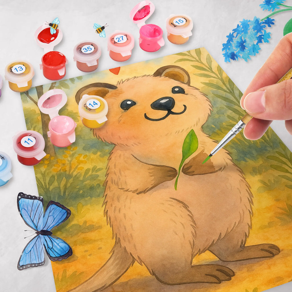 Paint by Numbers Quokka Happy Design Malen, Baseln, Kreativität, Bastelidee, DIY, Ausmalbild, Künstler, Kunstwerk, Malen nach Zahlen, Tiermotive, Gute Laune, lustige Sprüche, Tiere, Dinge erledigen, Aufschieberitis, Lustiger Spruch, Niedliches Tier, Verschieben, Quokka