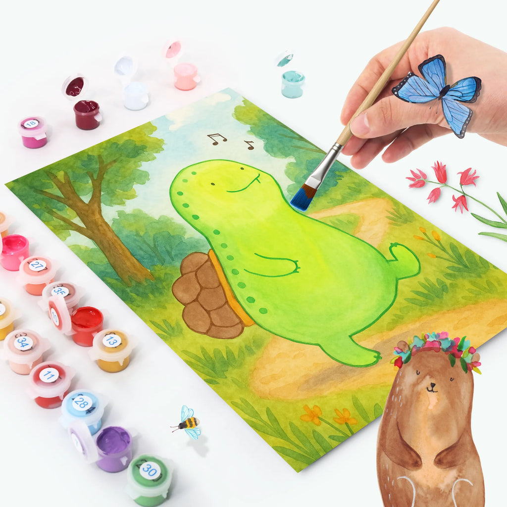 Malowanie według numerów żółw gwizdać Design Ausmalbild, Kunstwerk, Malen nach Zahlen, Schildkröte, fröhlich, Schildkröten, Trennung, Neuanfang, Lebensfreude, Schildi, Glück, Motivation, Depression