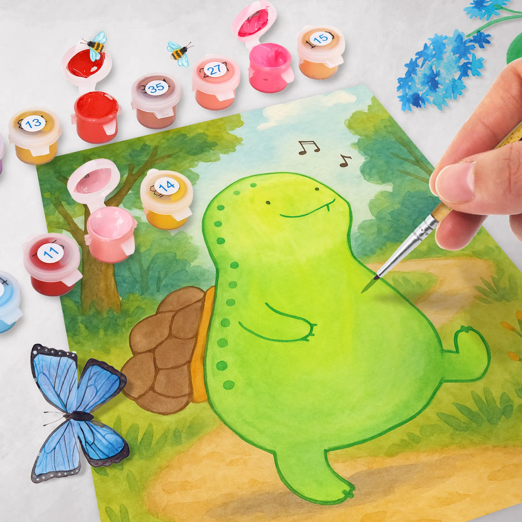 Malowanie według numerów żółw gwizdać Design Ausmalbild, Kunstwerk, Malen nach Zahlen, Schildkröte, fröhlich, Schildkröten, Trennung, Neuanfang, Lebensfreude, Schildi, Glück, Motivation, Depression