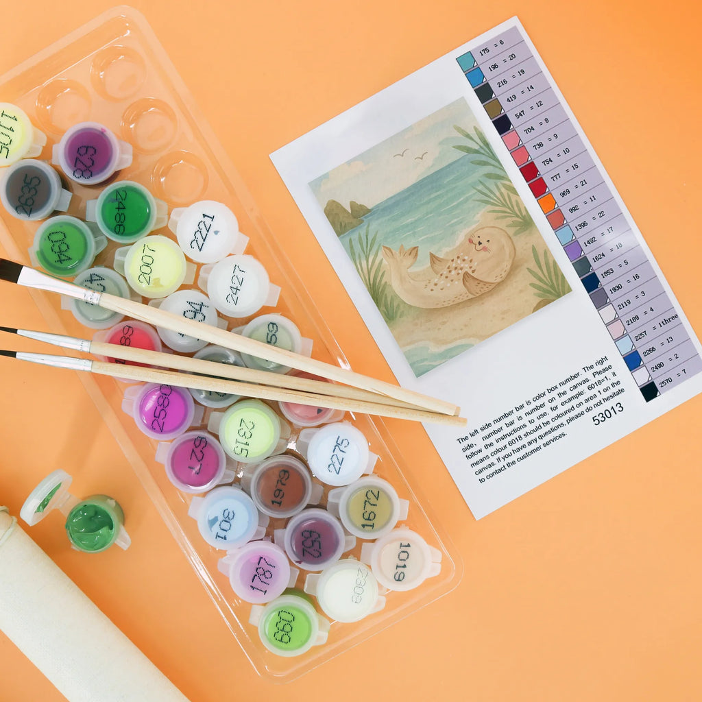 Malowanie według numerów foka Leżeć Design Malen, Künstler, Basteln, Ausmalbild, Kunstwerk, Bastelidee, Malen nach Zahlen, Kreativität, DIY, Gute Laune, Tiermotive, Lustige Sprüche, Tiere, Strand, Robben, Robbe, Nordsee, Lachen, Meerestier, Ostsee, Freude, Seehund