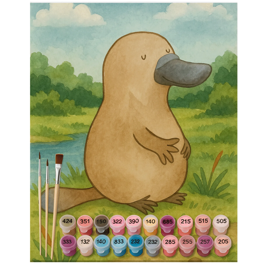 Paint by Numbers platypus courage Design Seafood, aquatic animals, ocean, sea, fish, shells, corals, reef, whale, narwhal, sea urchin, lobster, platypus, turtle, manatee, crocodile, orca, shrimp, gifts for seafood lovers, water world, underwater animals, underwater world, vacation, deep sea, seafood fans, gift ideas, seafood decoration, seafood posters, Raodtrip, work, Platypus, training, new beginning, office, world trip, brave, motivation, new start, courage, wisdom