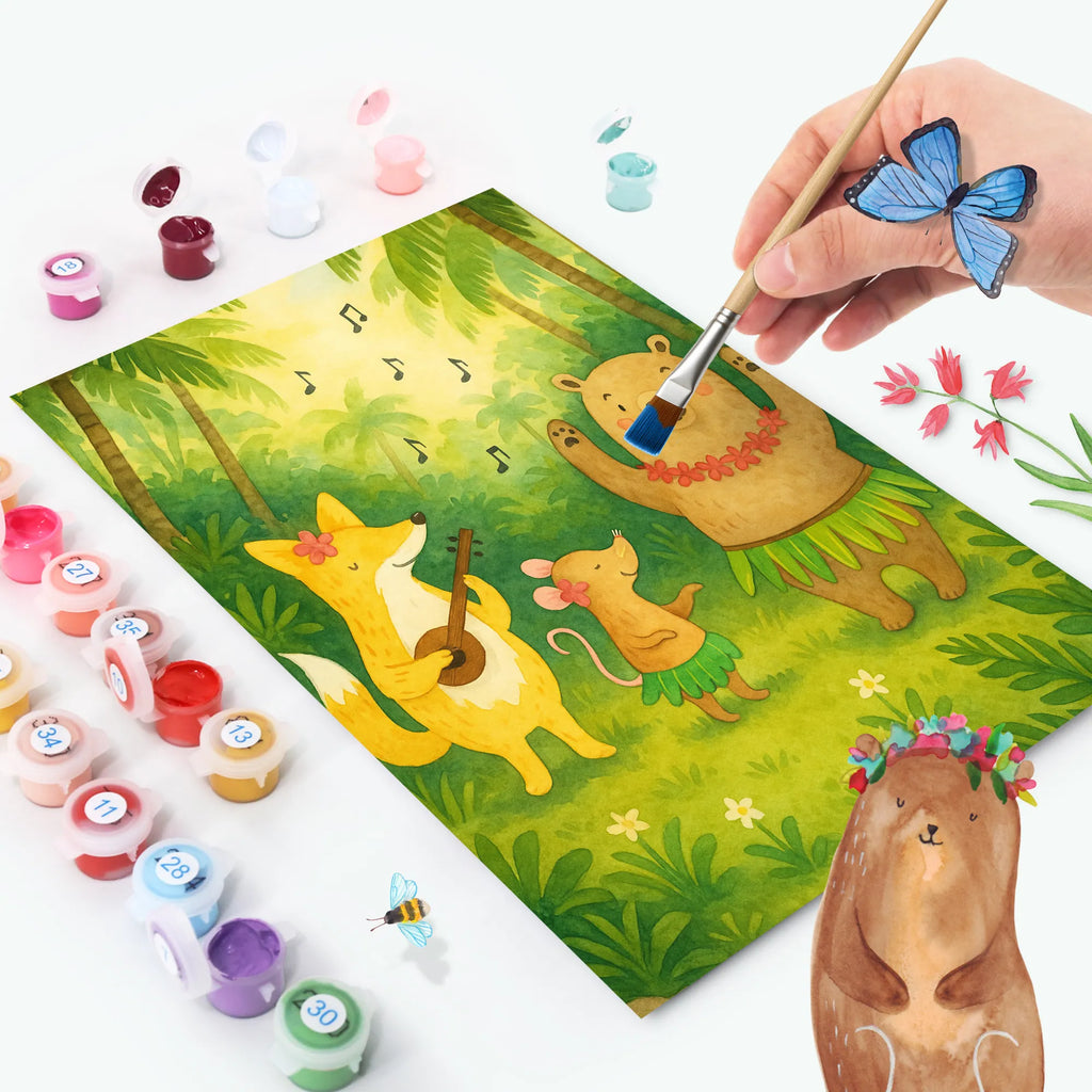 Malowanie według numerów zwierzęta leśne Aloha Design Ausmalbild, Kunstwerk, Künstler, Bastelidee, Baseln, Malen, Kreativität, DIY, Malen nach Zahlen, Tiermotive, Gute Laune, lustige Sprüche, Tiere, Aloha, Waldtiere, Tanzen, Bär, Lachen, Leben, Hase, Musik, Igel, Wald