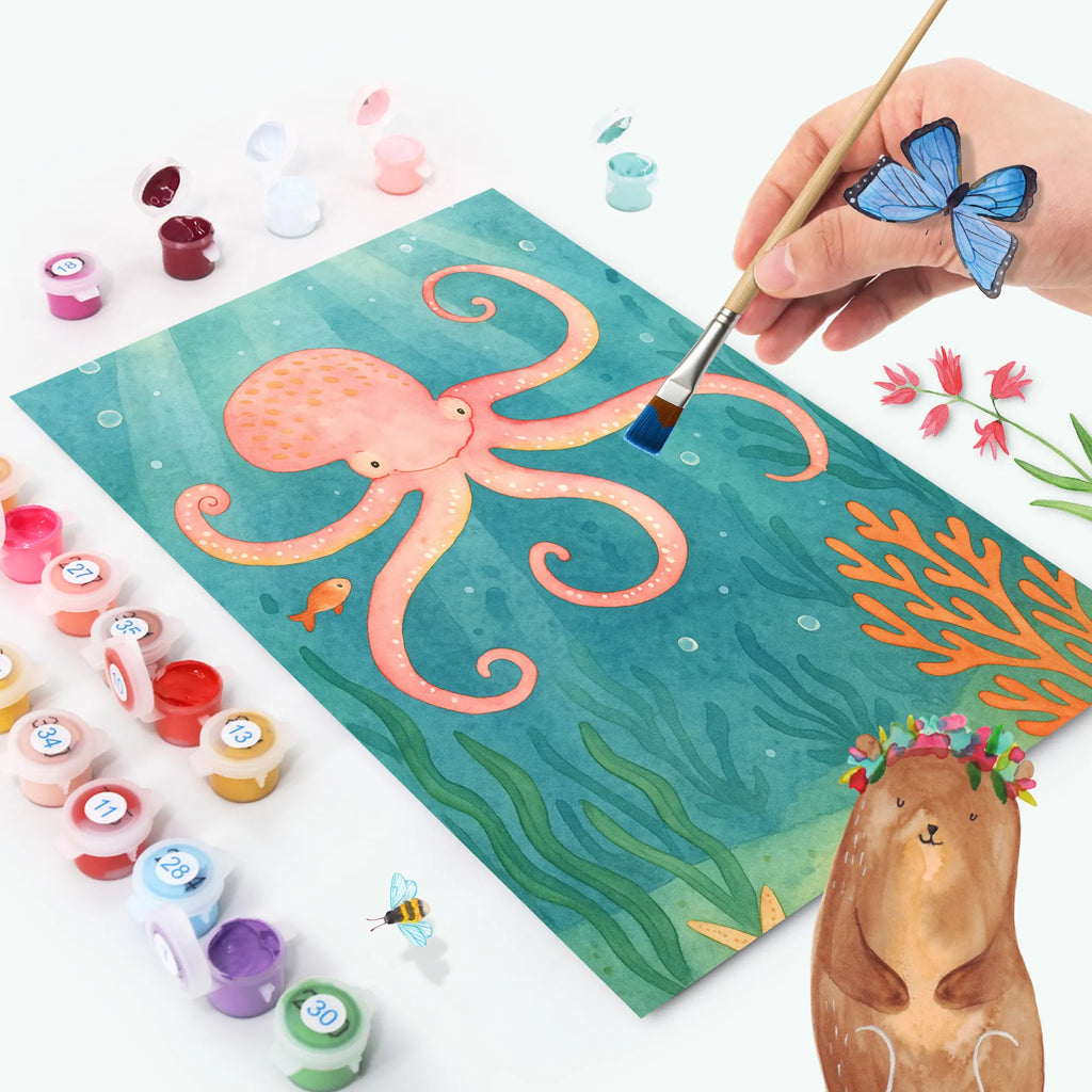 Paint by Numbers Squid Design Ausmalbild, DIY, Kreativität, Kunstwerk, Malen, Baseln, Malen nach Zahlen, Künstler, Bastelidee, Tiermotive, Gute Laune, lustige Sprüche, Tiere, Meerestier, Arme, Tintenfisch, Wasser, Meer, Krake, Ozean