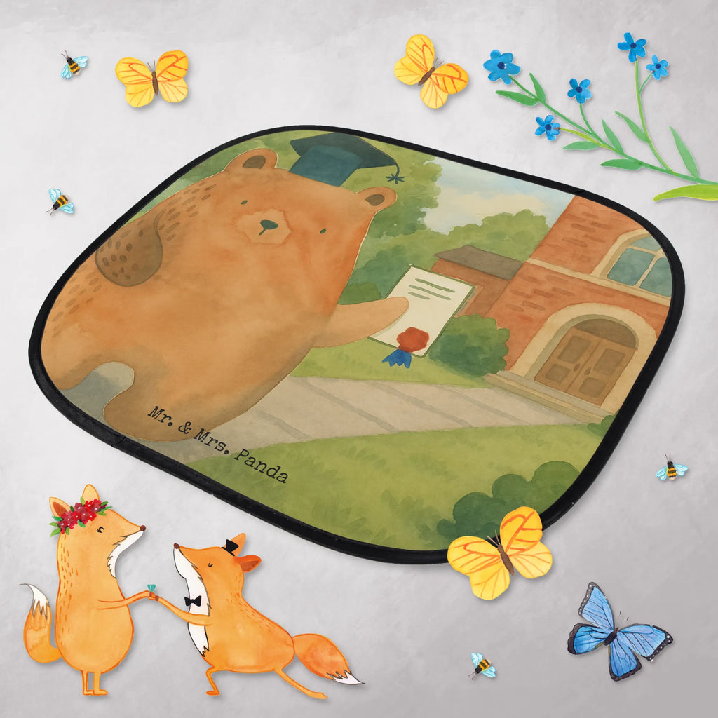 Car sun shade bear Test Design car, windows, sun protection, sun visor, children, gift, family, back seat, bear, teddy, teddy bear, cuddly toy, examinations, Abitur, examination passed, degree, certificate, diploma