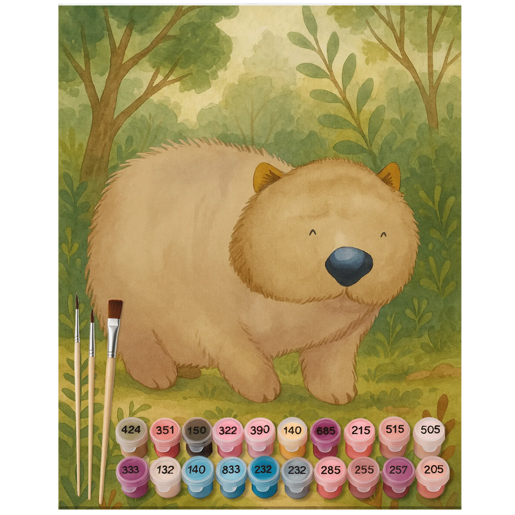 Malen nach Zahlen Wombat Design Bastelidee, Basteln, Malen, DIY, Kreativität, Malen nach Zahlen, Künstler, Ausmalbild, Kunstwerk, lustige Sprüche, Tiere, Tiermotive, Gute Laune, Motivation, Das Leben ist schön, Wombat, Spruch, Australien