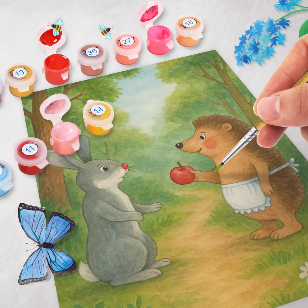 Paint by Numbers Hare Hedgehog Design Malen nach Zahlen, Kreativität, Kunstwerk, DIY, Baseln, Bastelidee, Malen, Ausmalbild, Künstler, Tiermotive, Gute Laune, lustige Sprüche, Tiere, Igel und Hase, Hase, Igel, Herzschmerz, Trennungsschmerz, Spruch romantisch, Liebeskummer Geschenk, Trösten, Liebe Spruch