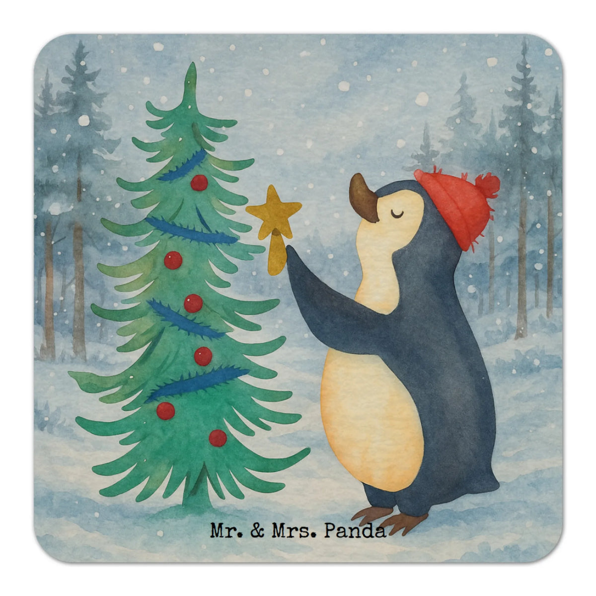 Coaster penguin Christmas tree Design Christmas time, snow