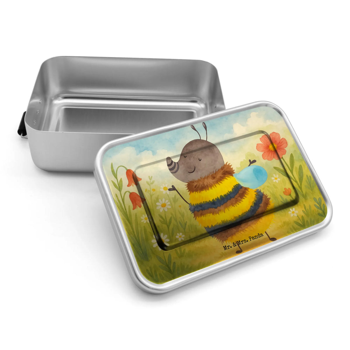 Metal Lunchbox bumblebee fluffy Design card, gift ideas, gifts, small animals, cute, cute animal motives, hand drawn, funny sayings, good mood, special gifts, animal lover, Flower, Nature, Fluffy, Bumblebee