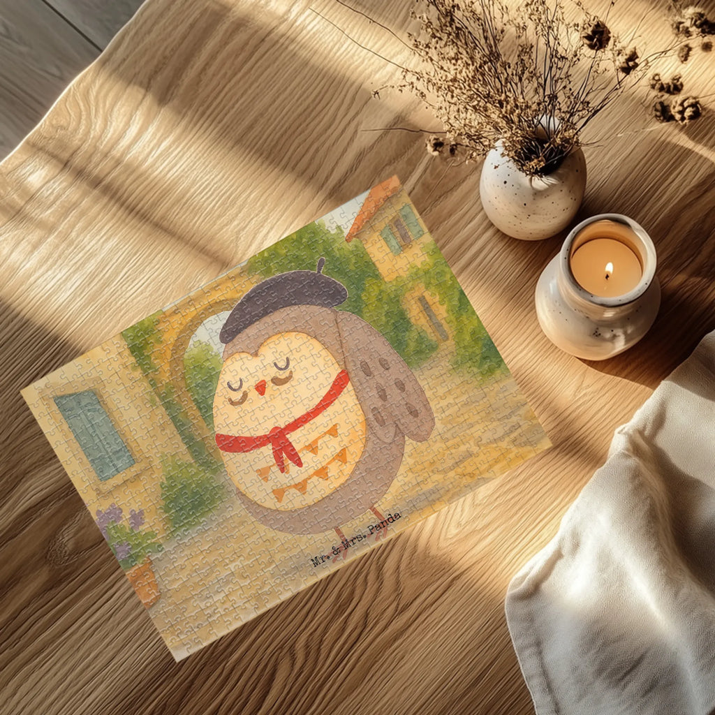 Puzzle Eule Frankreich Design Puzzle, Eule, Eulen, Eule Deko, Owl, hibou, La vie est belle, das Leben ist schön, Spruch schön, Spruch Französisch, Frankreich