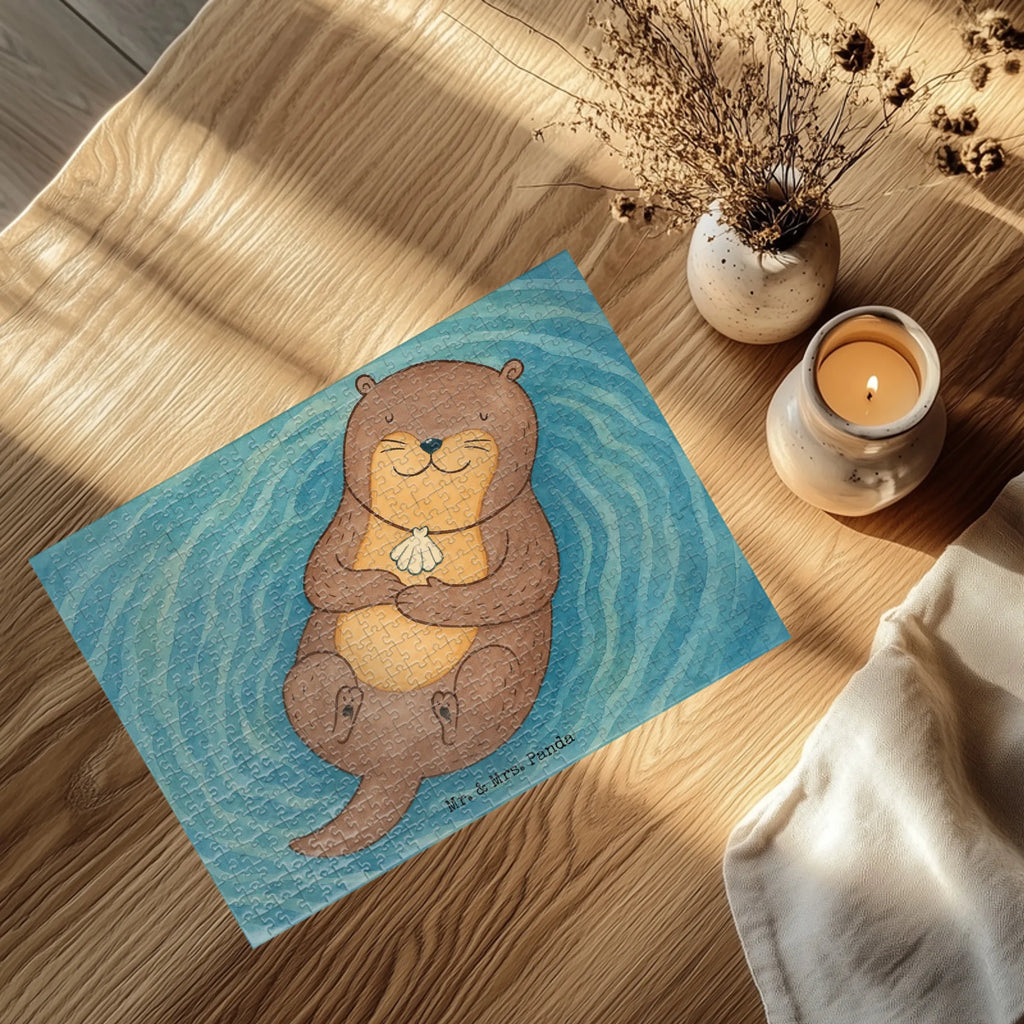 Puzzle Otter Muschel Design Puzzle, Otter, Fischotter, Seeotter, Otterliebe, grübeln, träumen, Motivation, Tagträumen, Büro