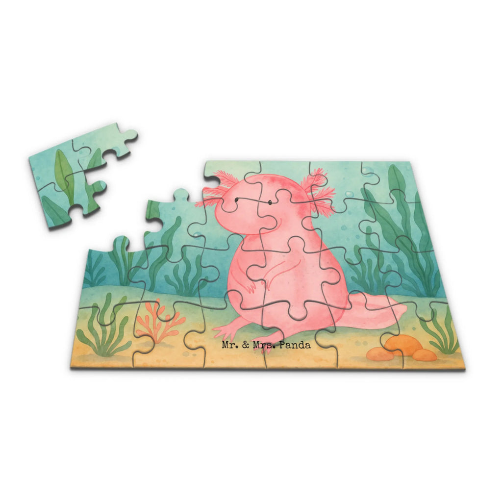 Puzzle Axolotl Niedlich Design Puzzle, Axolotl, Molch, Axolot, vergnügt, fröhlich, zufrieden, Lebensstil, Weisheit, Lebensweisheit, Liebe, Freundin