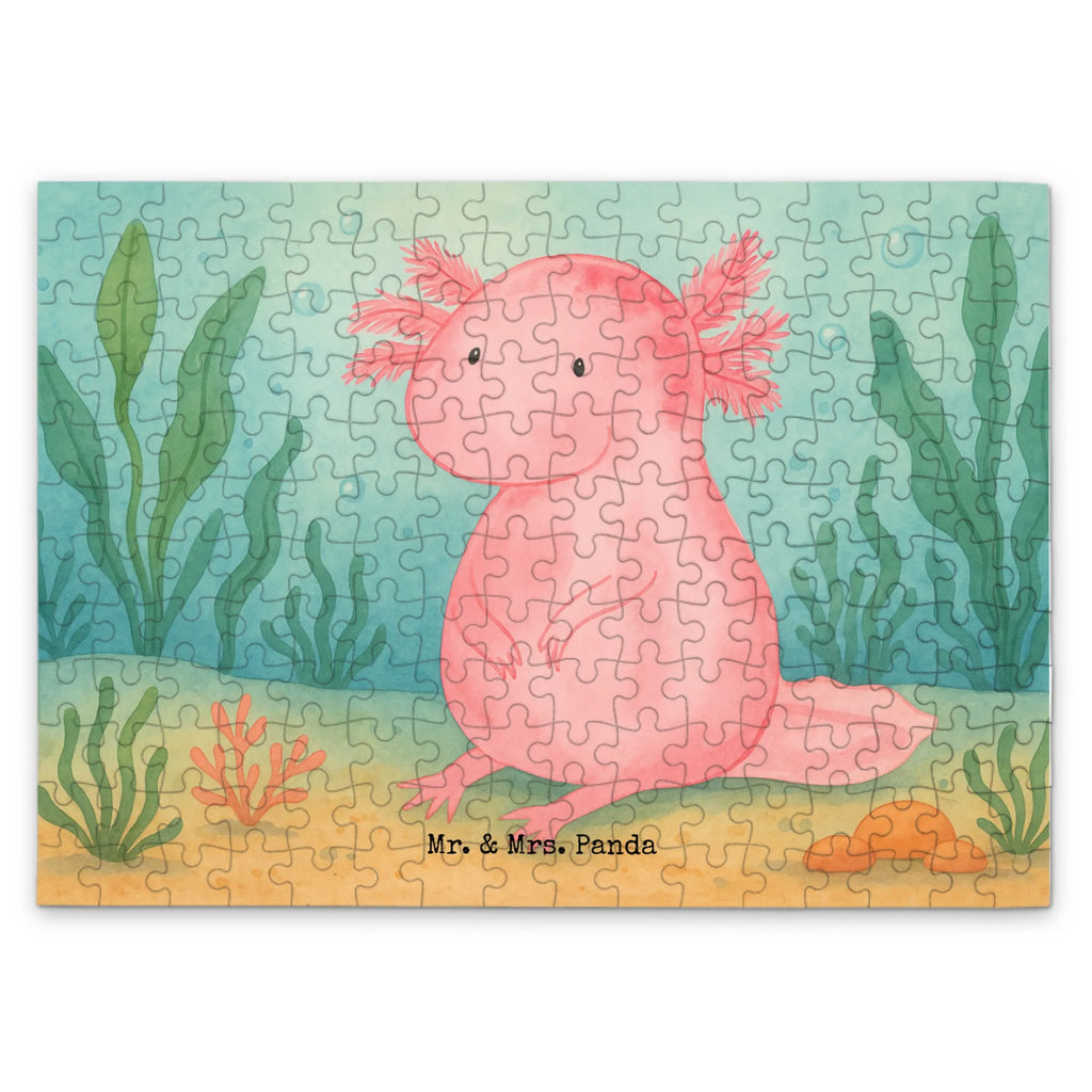 Puzzle Axolotl Niedlich Design Puzzle, Axolotl, Molch, Axolot, vergnügt, fröhlich, zufrieden, Lebensstil, Weisheit, Lebensweisheit, Liebe, Freundin