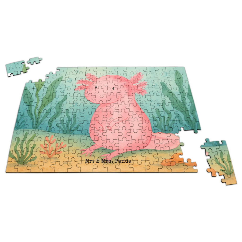 Puzzle Axolotl Niedlich Design Puzzle, Axolotl, Molch, Axolot, vergnügt, fröhlich, zufrieden, Lebensstil, Weisheit, Lebensweisheit, Liebe, Freundin