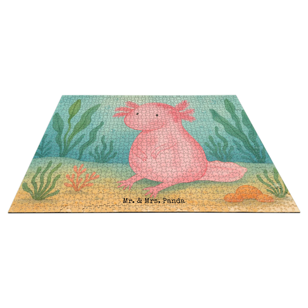 Puzzle Axolotl Niedlich Design Puzzle, Axolotl, Molch, Axolot, vergnügt, fröhlich, zufrieden, Lebensstil, Weisheit, Lebensweisheit, Liebe, Freundin