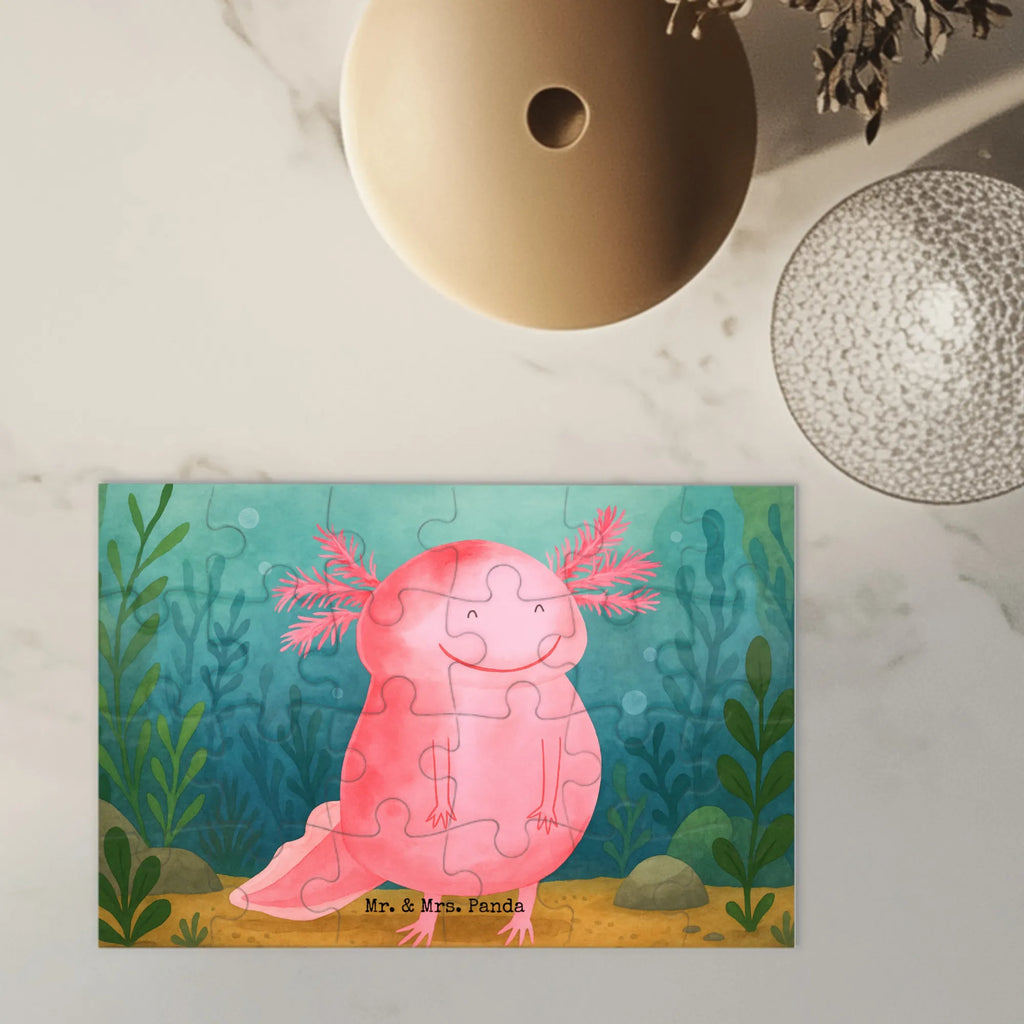 Puzzle Axolotl Glücklich Design Puzzle, Axolotl, Molch, Axolot, Schwanzlurch, Lurch, Lurche, Motivation, gute Laune