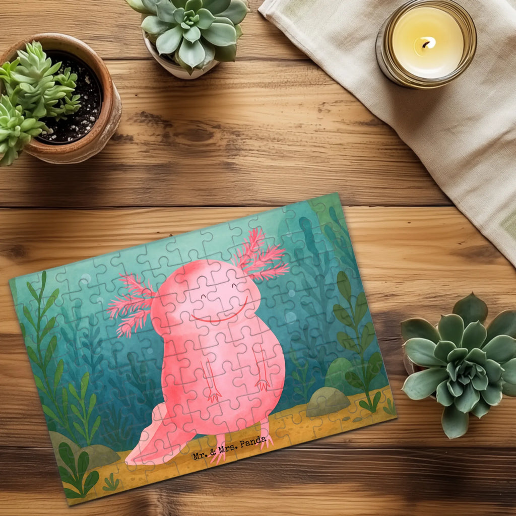 Puzzle Axolotl Glücklich Design Puzzle, Axolotl, Molch, Axolot, Schwanzlurch, Lurch, Lurche, Motivation, gute Laune