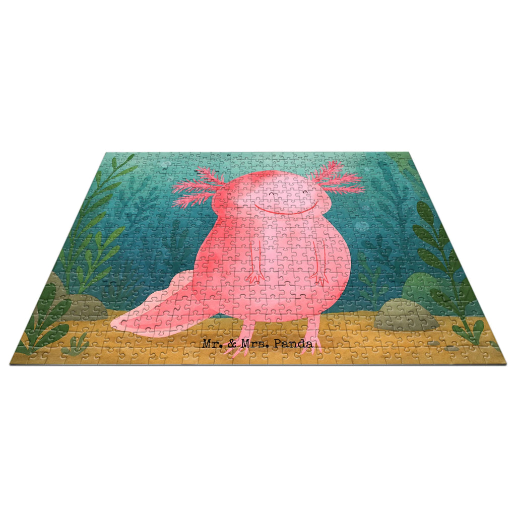 Puzzle Axolotl Glücklich Design Puzzle, Axolotl, Molch, Axolot, Schwanzlurch, Lurch, Lurche, Motivation, gute Laune