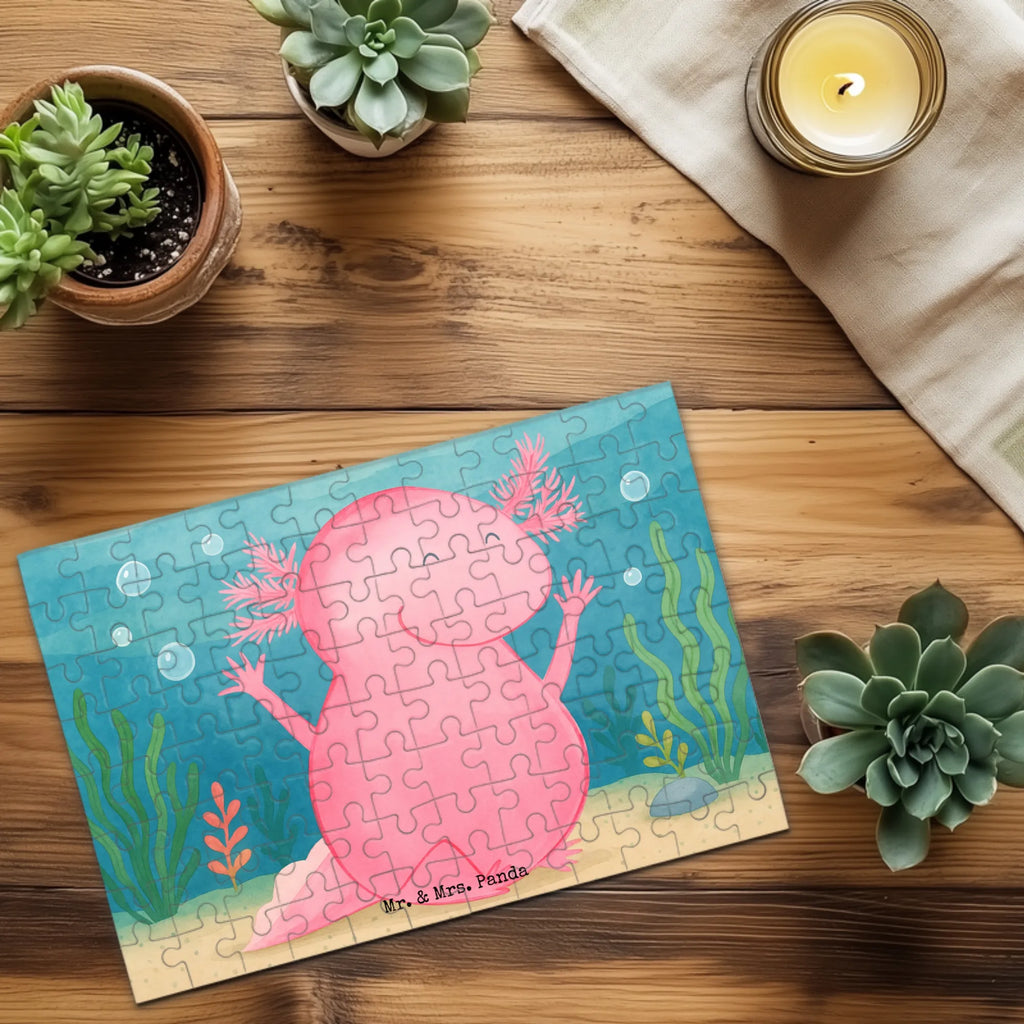 Puzzle Axolotl Hurra Design Puzzle, Axolotl, Molch, Axolot, Schwanzlurch, Lurch, Lurche, fröhlich, Spaß, Freude, Motivation, Zufriedenheit